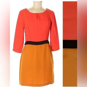 Coral and orange colorblock ICHI brand dress (sold at ASOS)